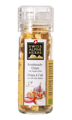 Bio Knoblauch-Chips mit Alpen-Chili 40g